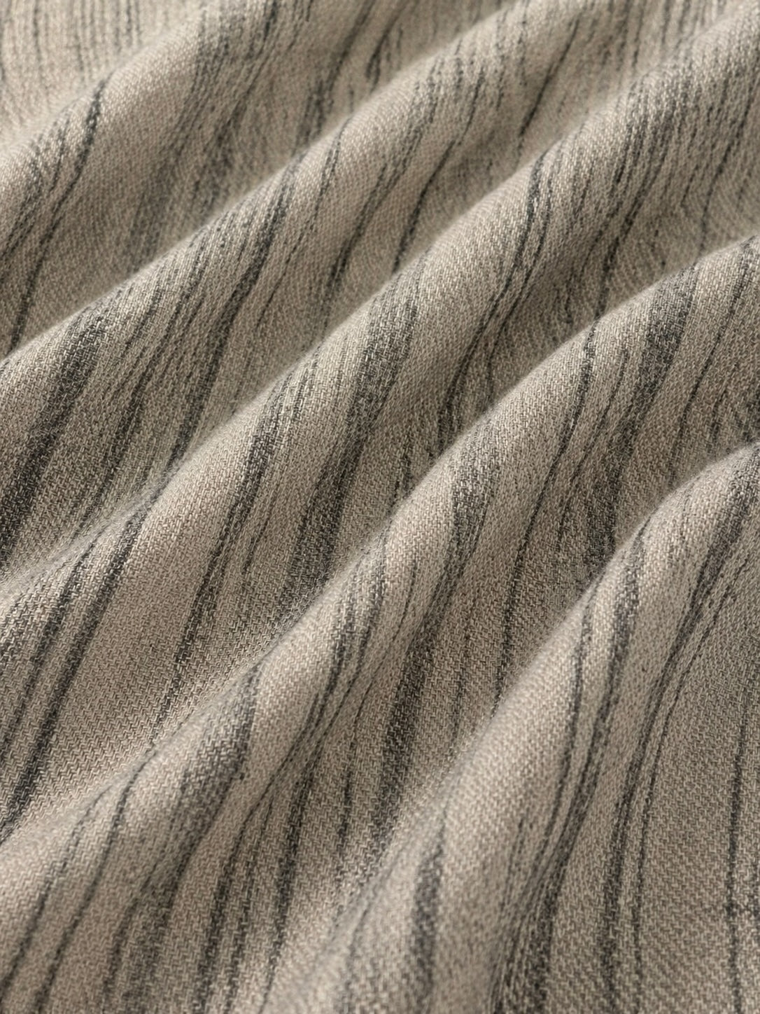 100% LINEN- BROWN WAVY STRIPED