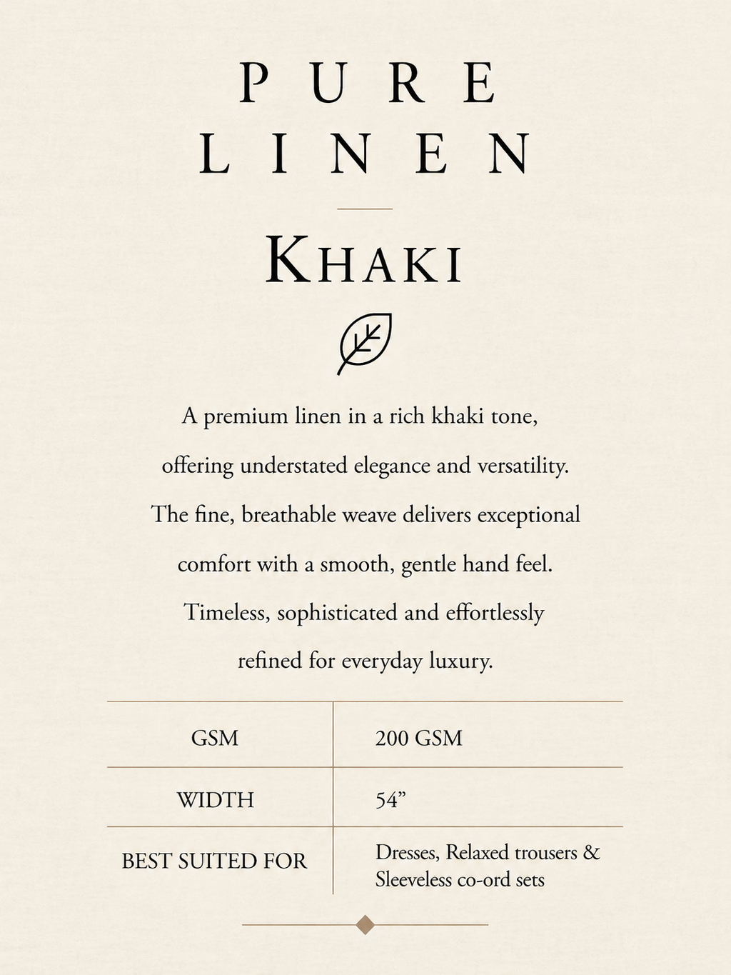 PURE LINEN- KHAKHI GREEN