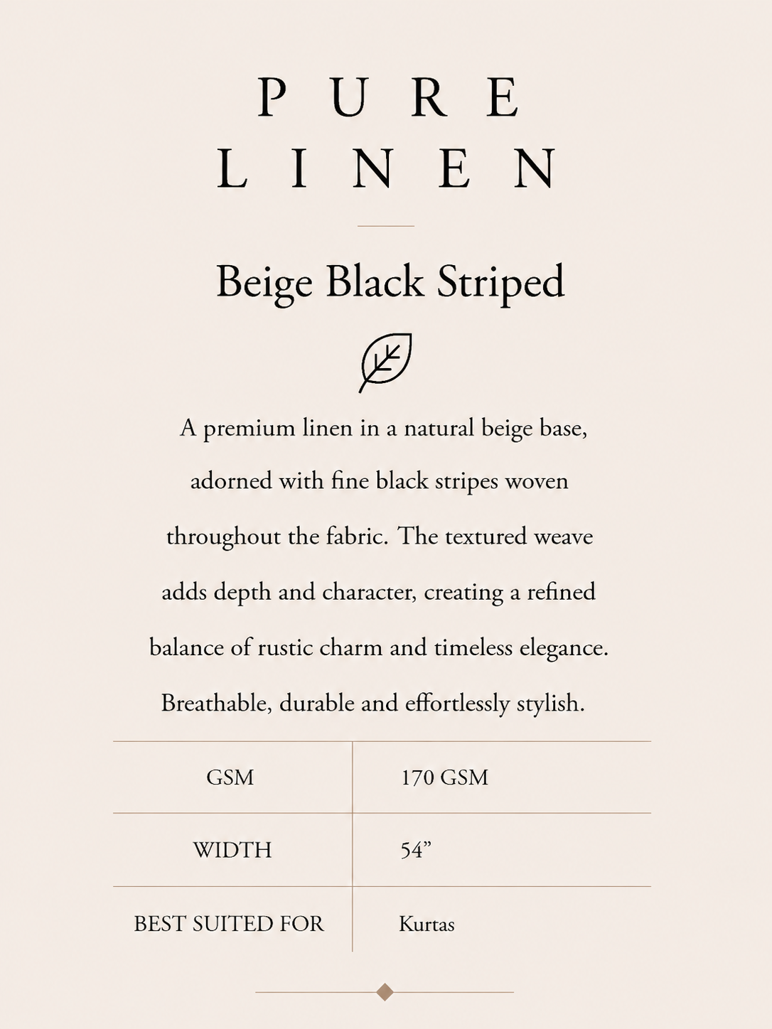 PURE LINEN- BEIGE WITH BLACK STRIPED