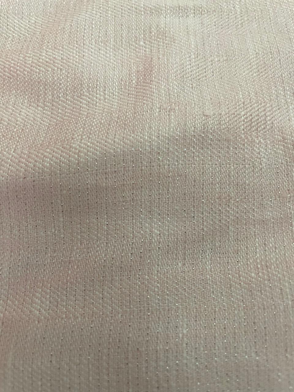 100%  LINEN-PINK METAL STRIPES